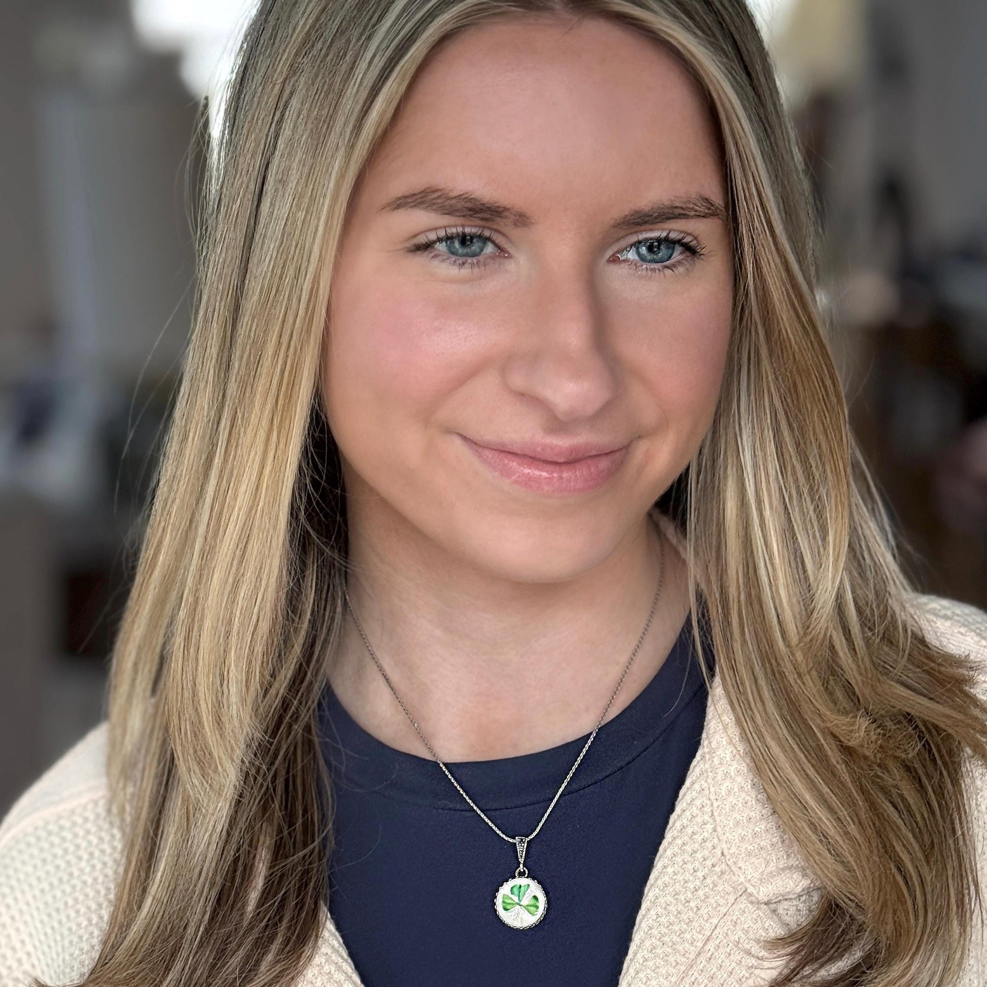 Repurposed Belleek China, Sterling Silver Celtic Jewelry, Shamrock Pendant Necklace