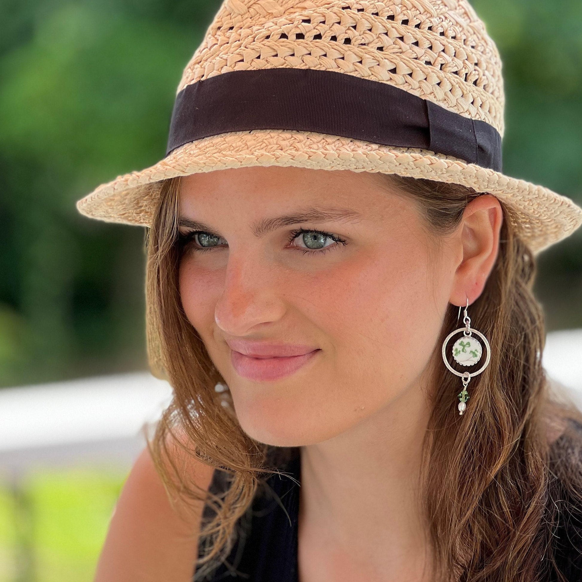 Royal Tara Irish Earrings, Sterling Silver Shamrock Celtic Jewelry, Irish Gifts for Women, Circle Earrings