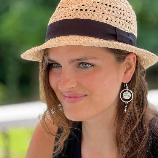 Royal Tara Irish Earrings, Sterling Silver Shamrock Celtic Jewelry, Irish Gifts for Women, Circle Earrings