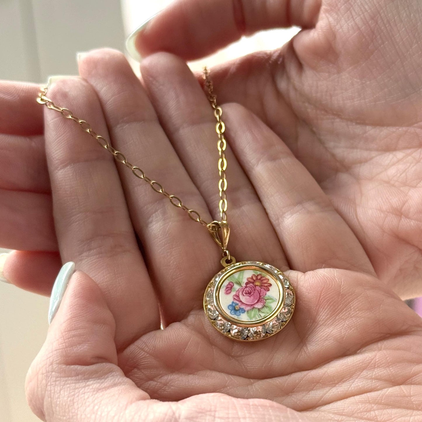 20th Anniversary Wedding Anniversary China Gift, Dainty Gold Crystal Necklace