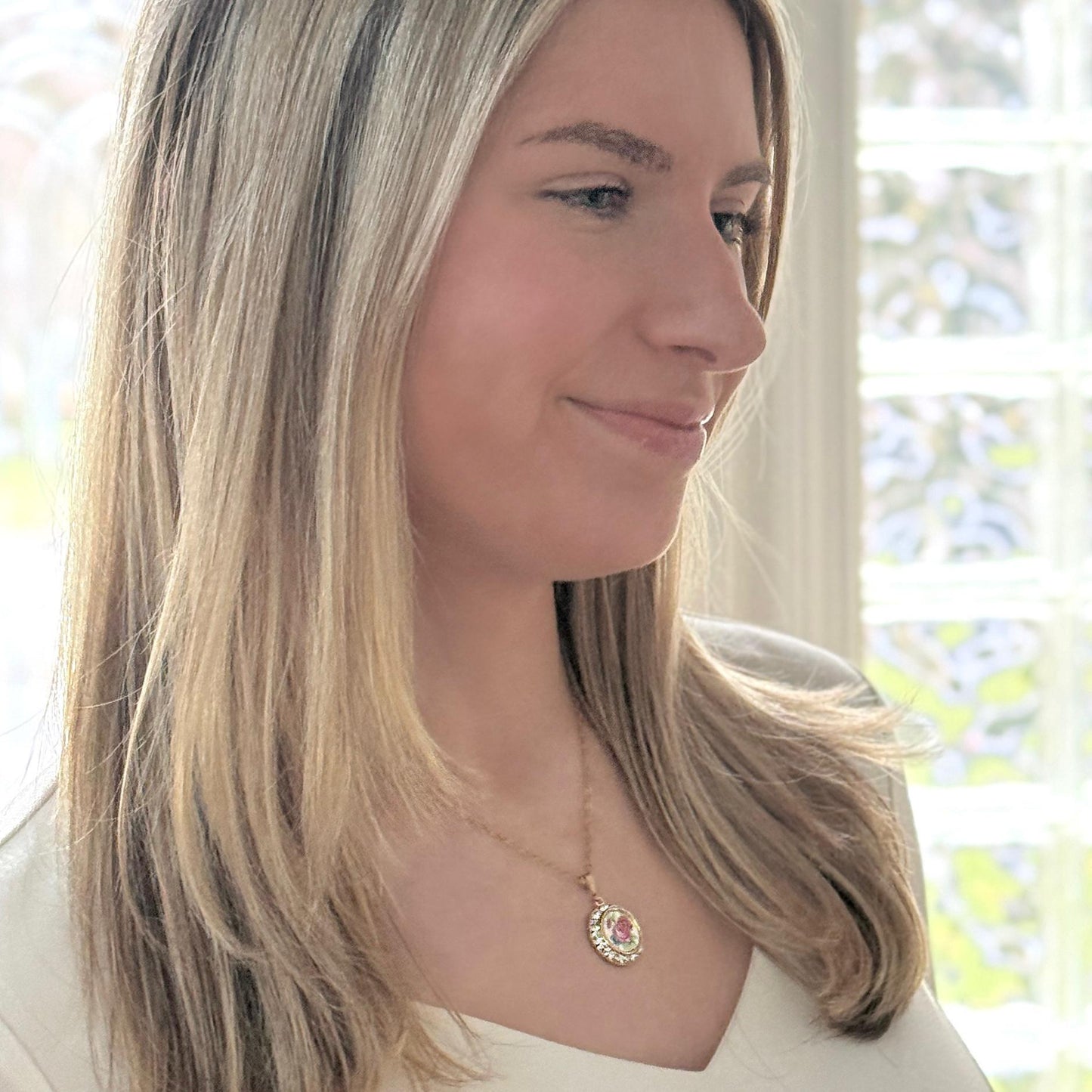 20th Anniversary Wedding Anniversary China Gift, Dainty Gold Crystal Necklace
