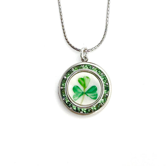 Irish Locket Necklace, Belleek China Crystal Jewelry, 20th Anniversary Gifts for Wife