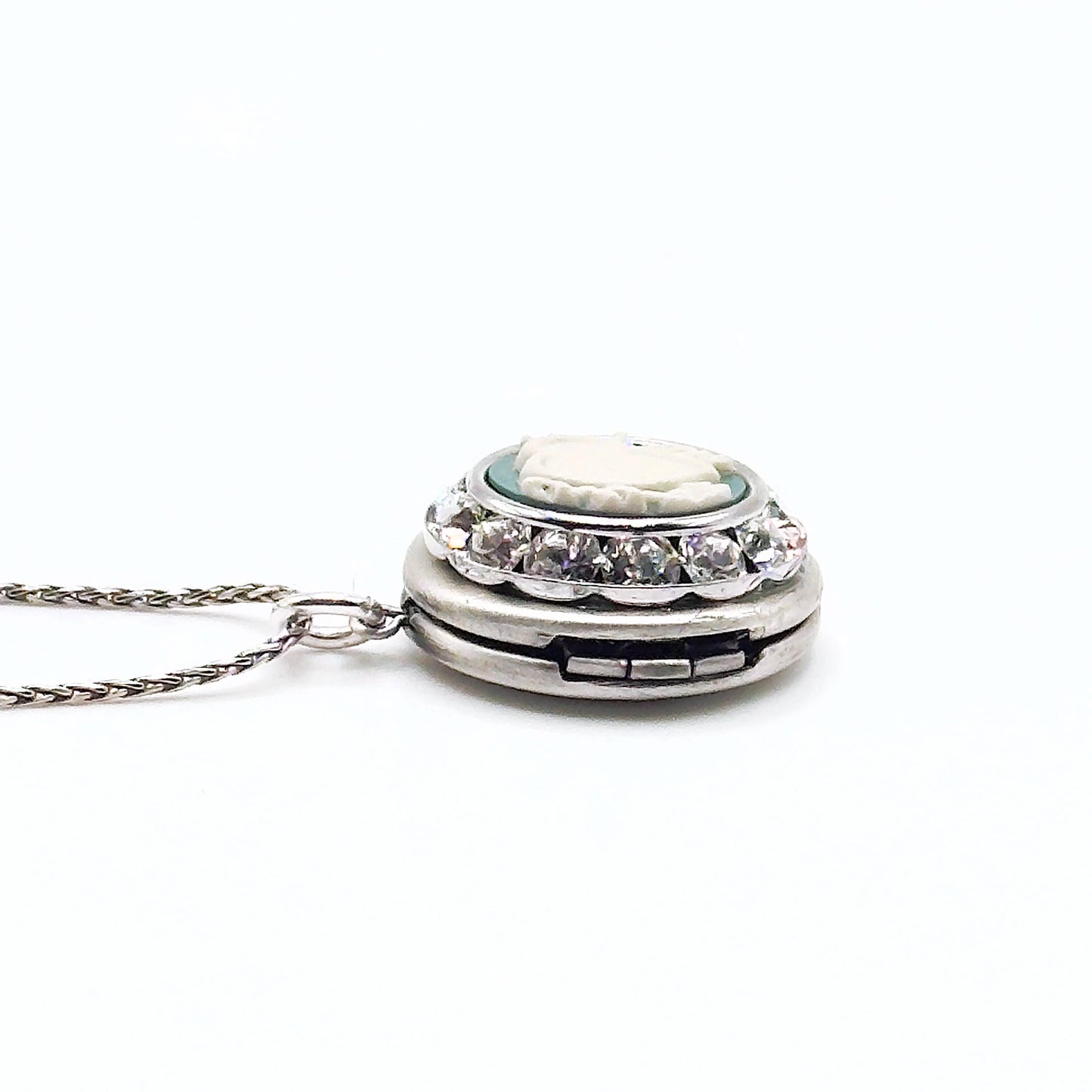 Romantic Heart Locket Necklace, Vintage Wedgwood Jasperware, Anniversary Gift for Wife
