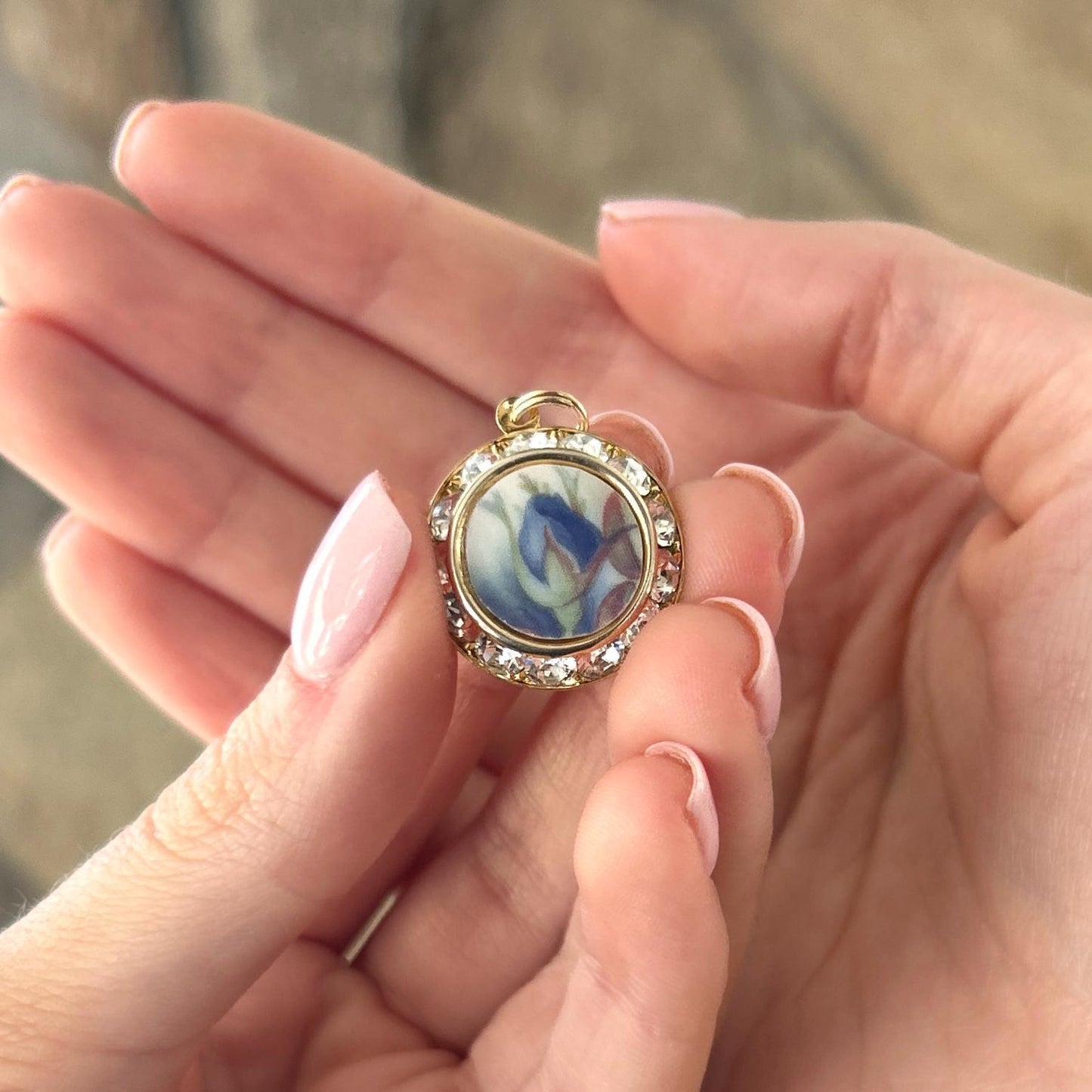 Keepsake 20th Anniversary Gifts for Wife, Dainty Gold Crystal Pendant or Bracelet Charm, Vintage China