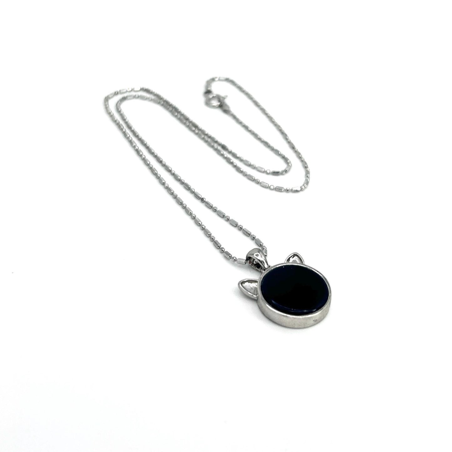 Black Onyx Cat Necklace, Sterling Silver Cat Jewelry, Gift for Cat Lover or Cat Mom