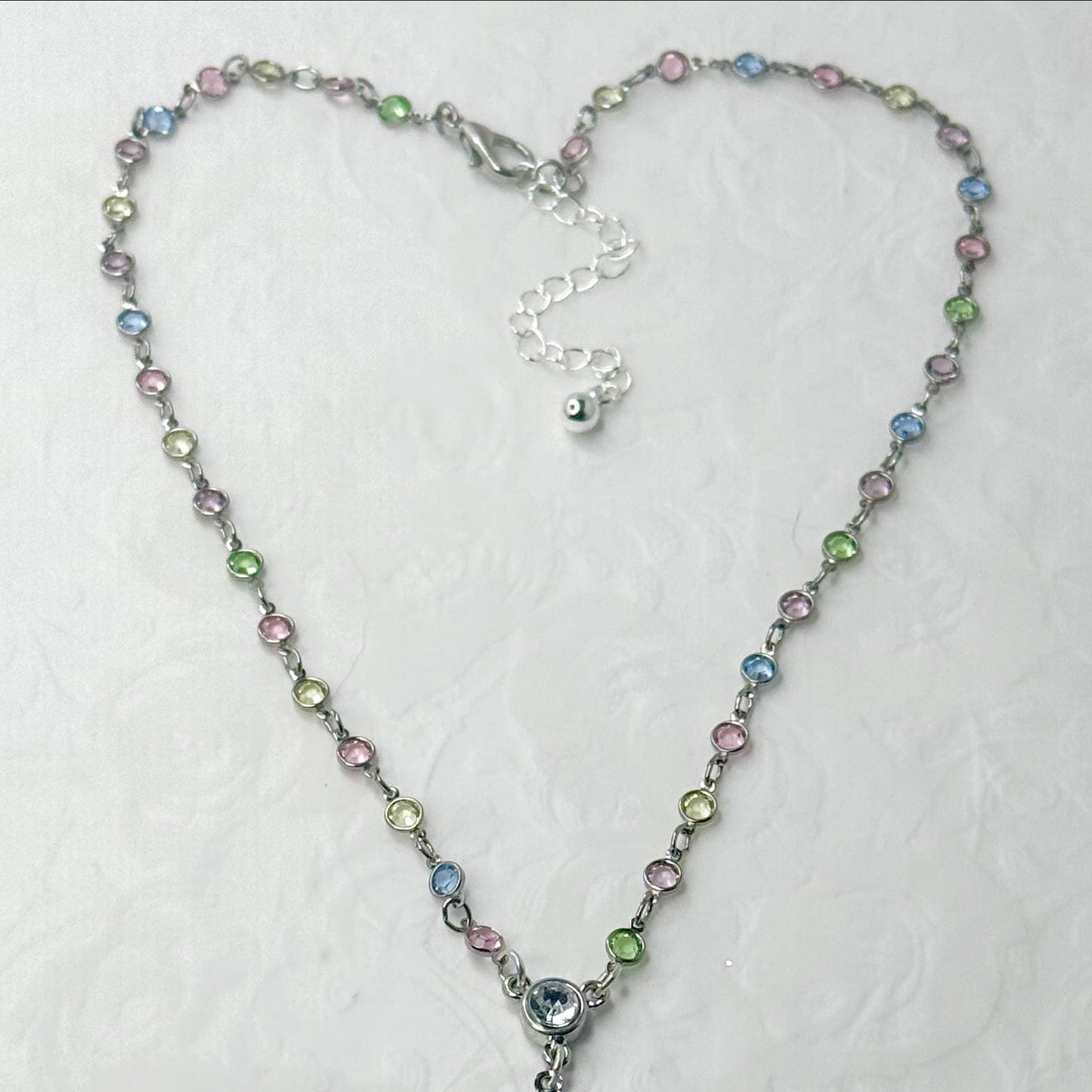 Dainty Shamrock Necklace, Irish Belleek Broken China Jewelry, Pastel Crystal Jewelry