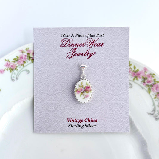 Dainty Pink Rose Minimalist Necklace, Anniversary Gift for Wife, French Limoges Broken China Jewelry