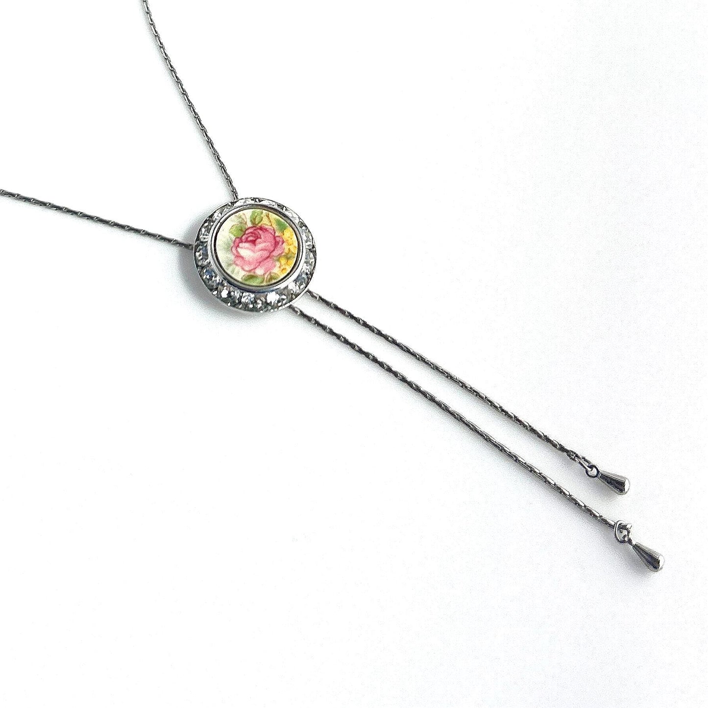 Adjustable China Rose Lariat, Long Crystal Necklace, Unique Jewelry Gifts for Her