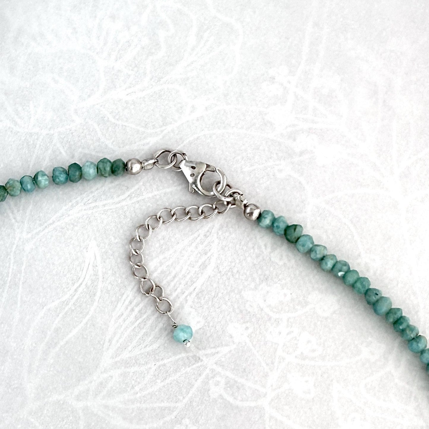 One-of-a-Kind Necklace, Irish Belleek Shamrock Jewelry, Sterling Silver and Amazonite