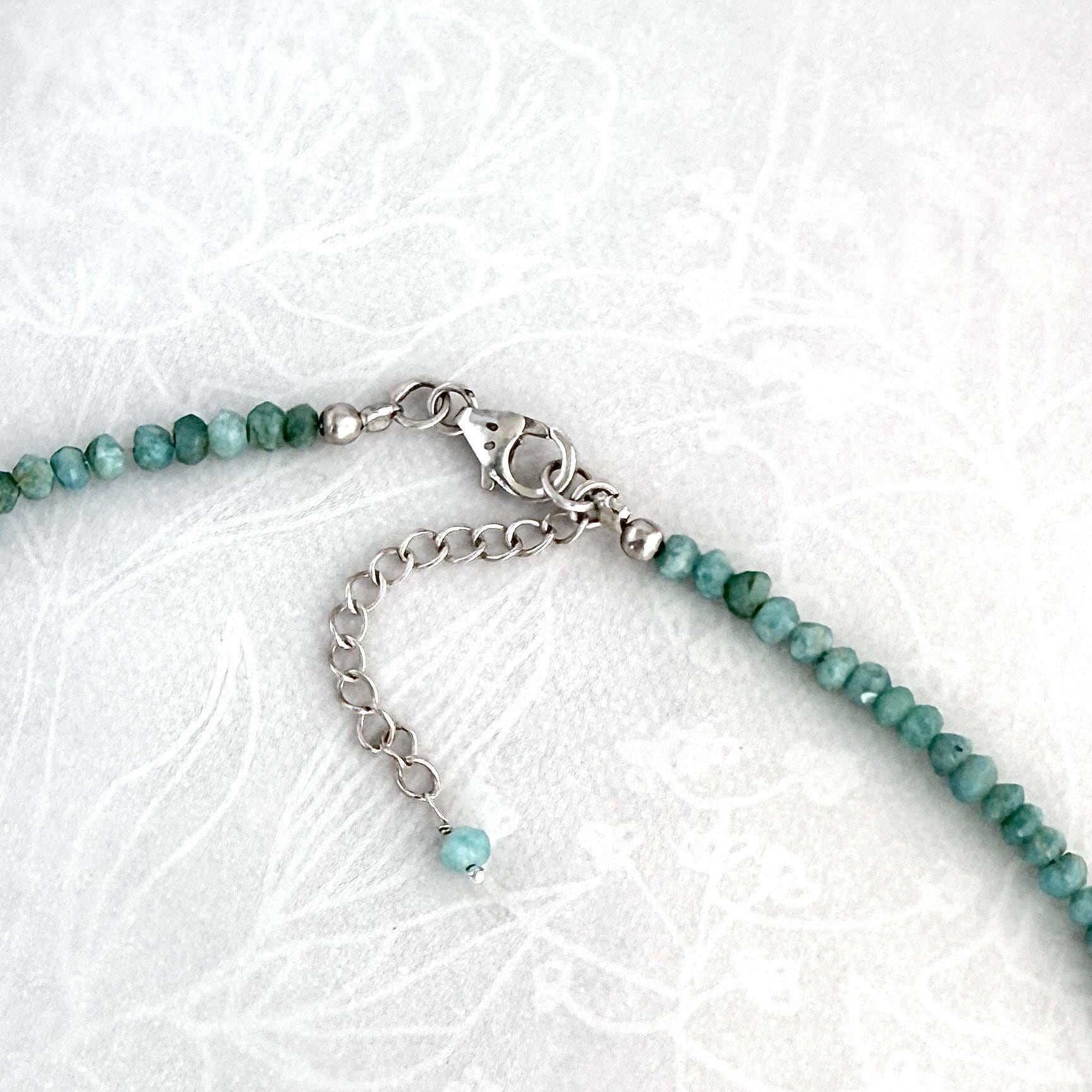 One-of-a-Kind Necklace, Irish Belleek Shamrock Jewelry, Sterling Silver and Amazonite