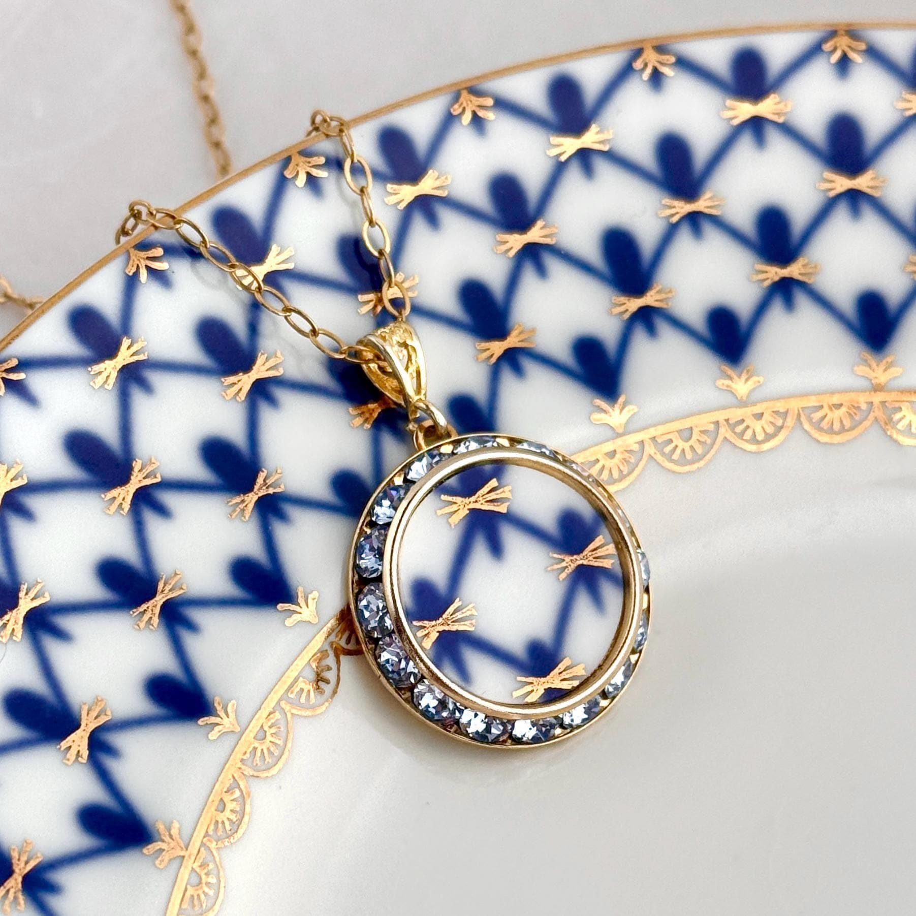 Repurposed Lomonosov Porcelain, 18th Anniversary Gift for Wife, Gold Crystal Jewelry