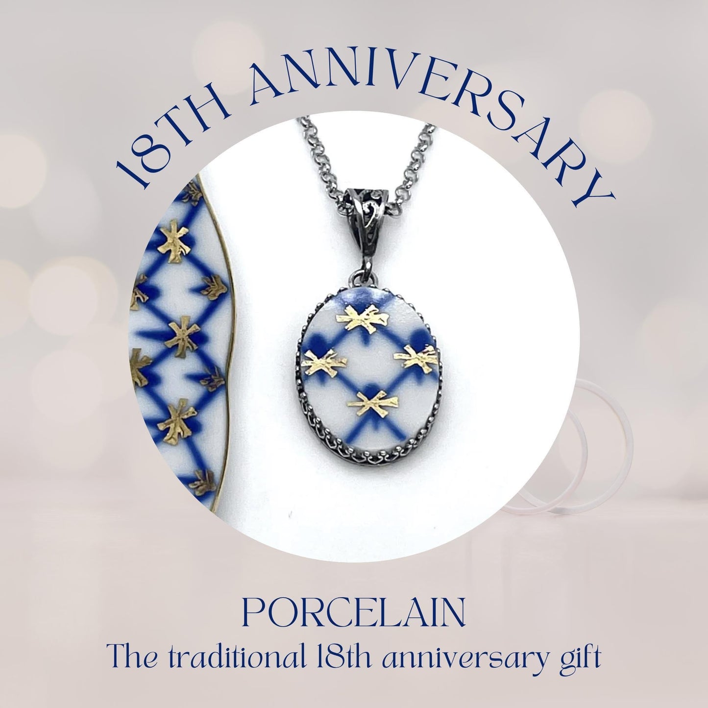 Handmade Artisan Jewelry, Lomonosov Porcelain, 18th and 20th Anniversary Gift for Wife, Broken China Jewelry, Gifts for Women