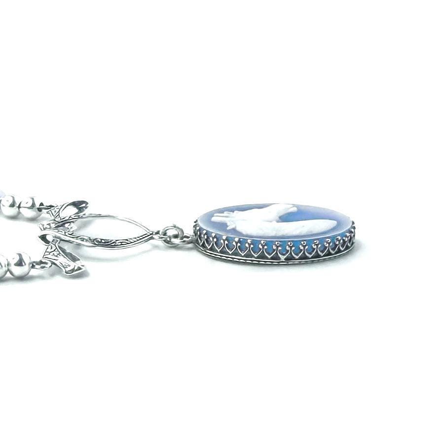 Horse Cameo Necklace, Freshwater Pearl Jewelry, Unique Equestrian Gifts for Women, Sterling Silver