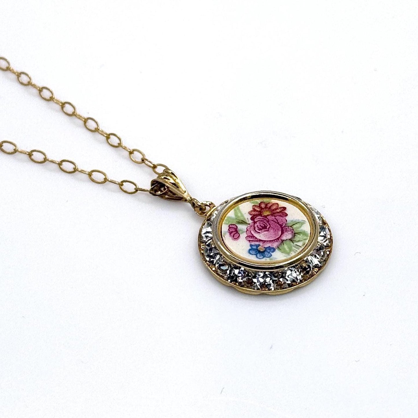 20th Anniversary Wedding Anniversary China Gift, Dainty Gold Crystal Necklace