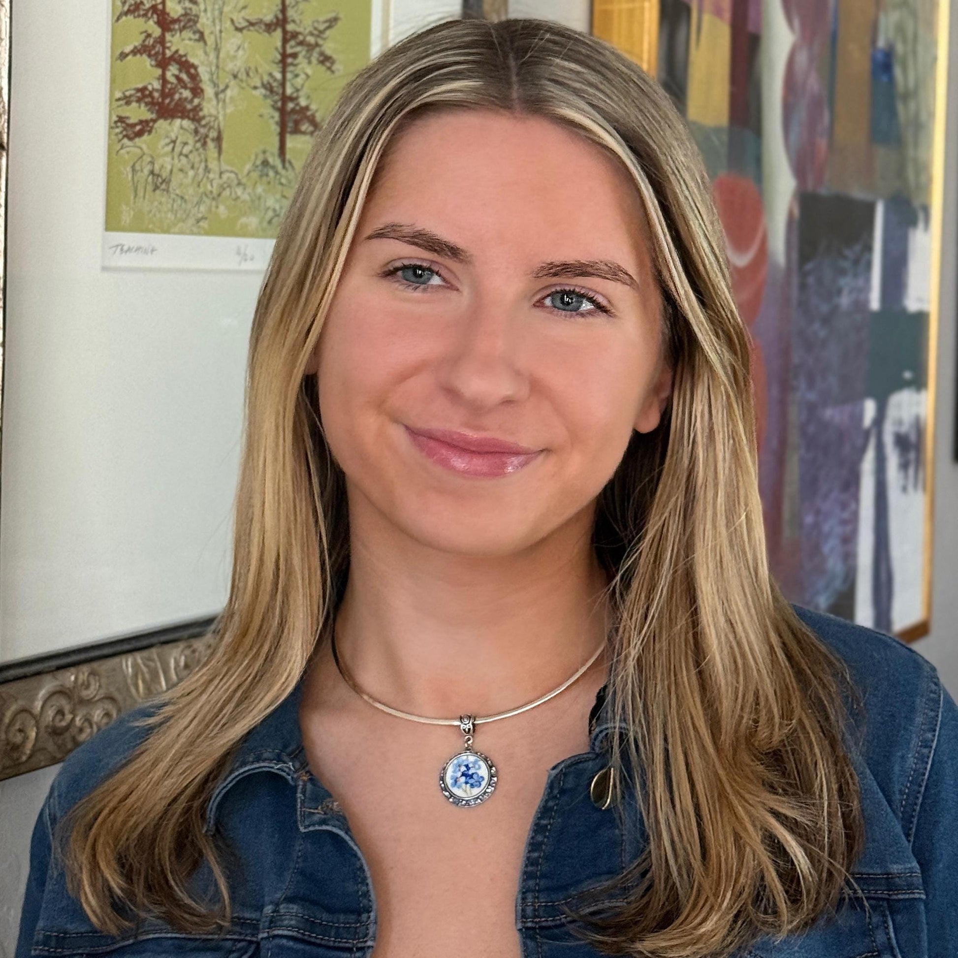 Forget Me Not Broken China Jewelry, Crystal Collar Necklace, Broken China Jewelry, Friendship Gifts