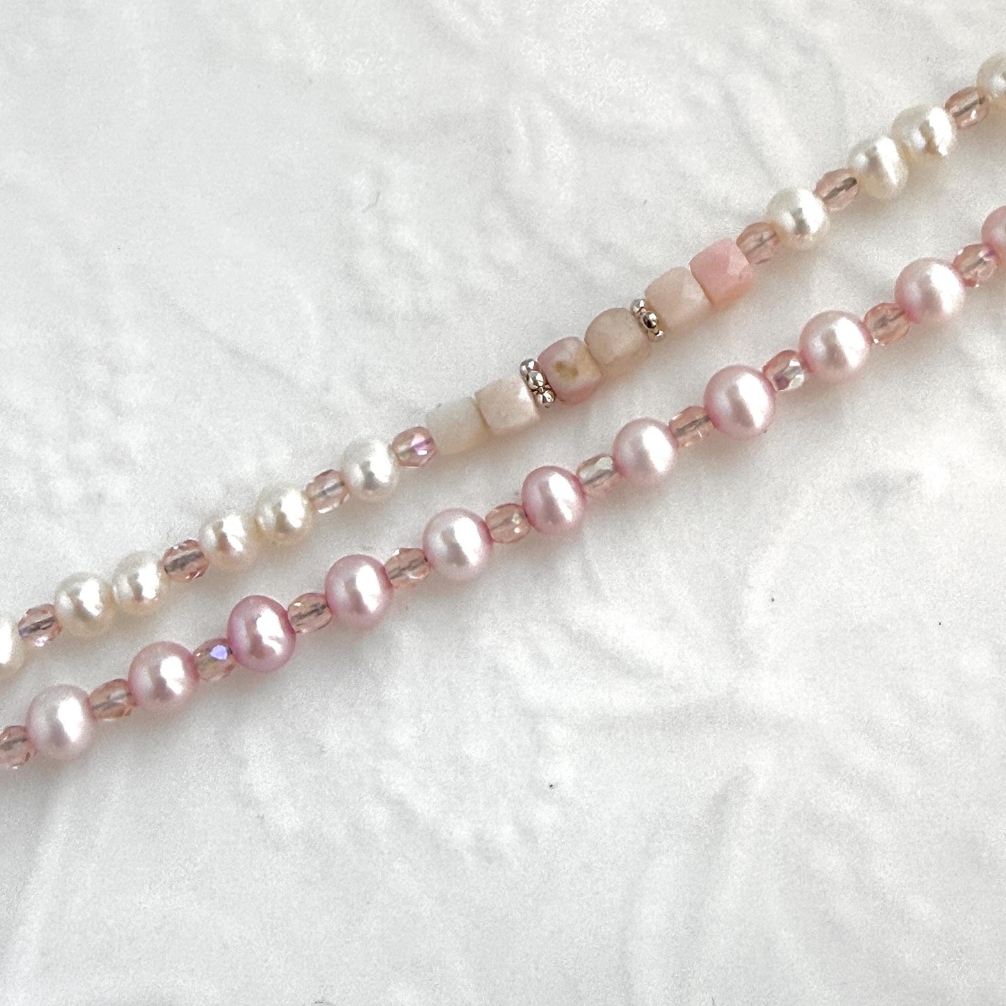 One-of-a-Kind Opal and Lily of the Valley China Bracelet, May Birthday Gifts for Women, Pearl Broken China Jewelry