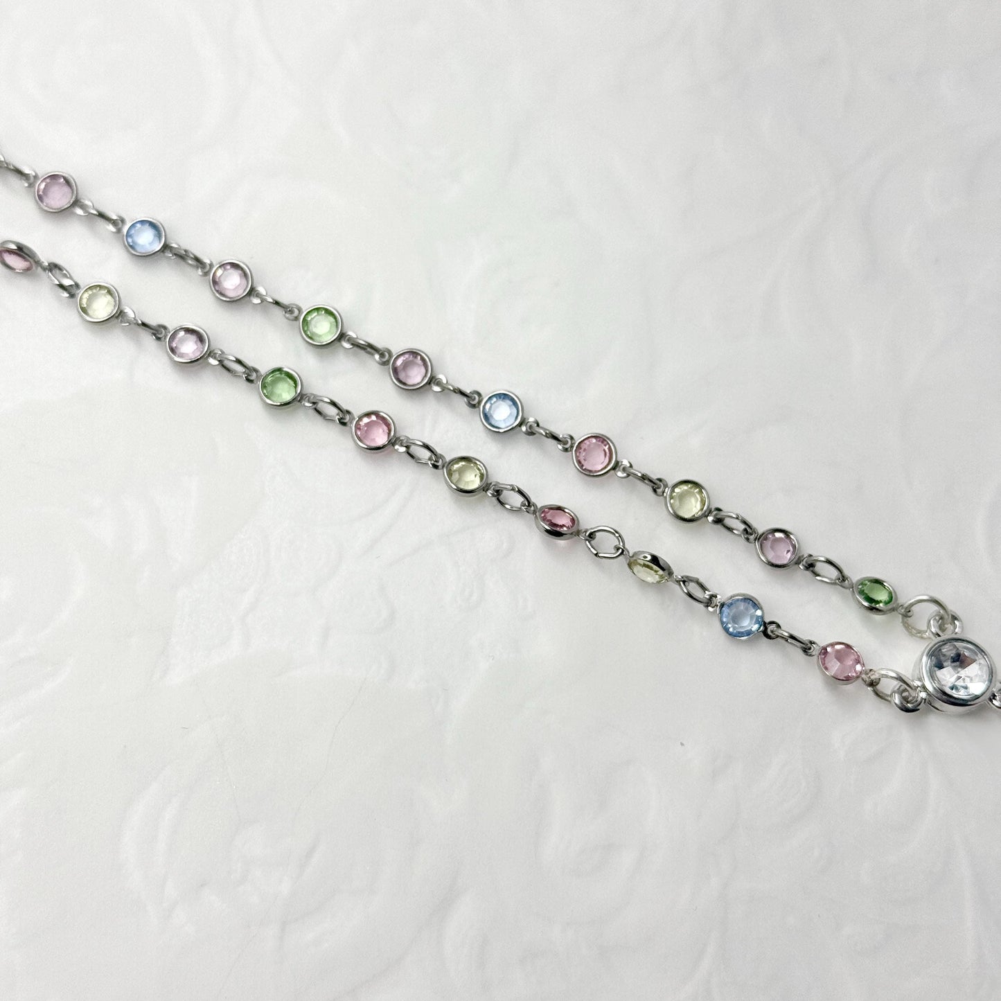 Dainty Shamrock Necklace, Irish Belleek Broken China Jewelry, Pastel Crystal Jewelry