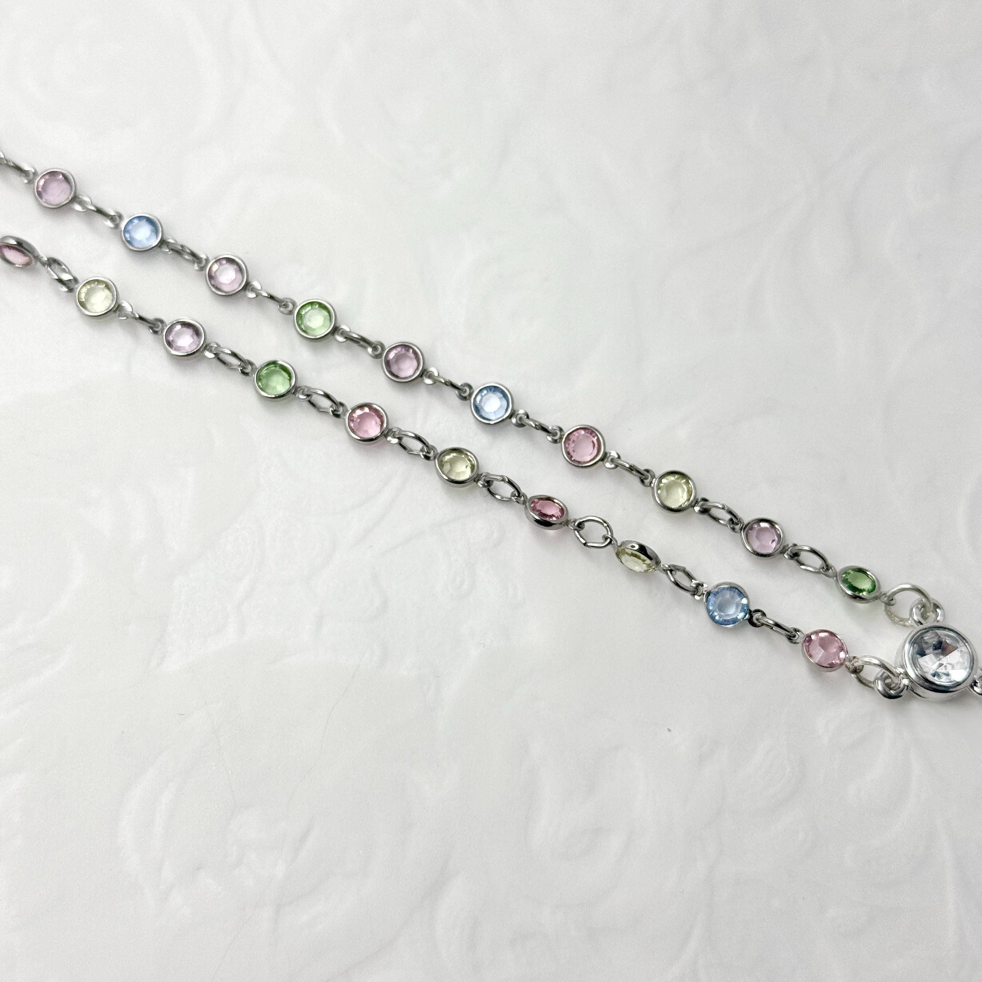 Dainty Shamrock Necklace, Irish Belleek Broken China Jewelry, Pastel Crystal Jewelry
