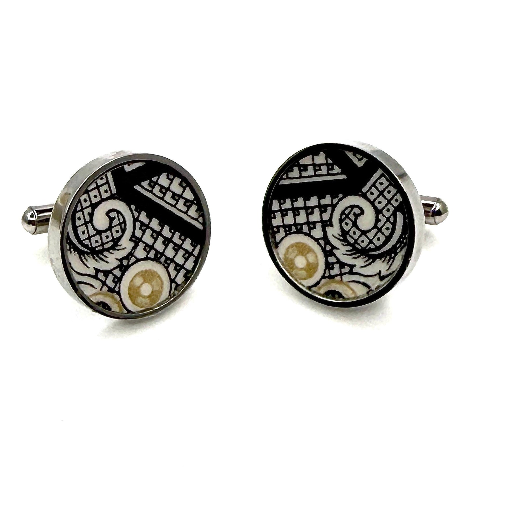 Vintage China Cufflinks, Unique Gifts for Men, 20th Anniversary Gifts for Husband, Stainless Steel Jewelry