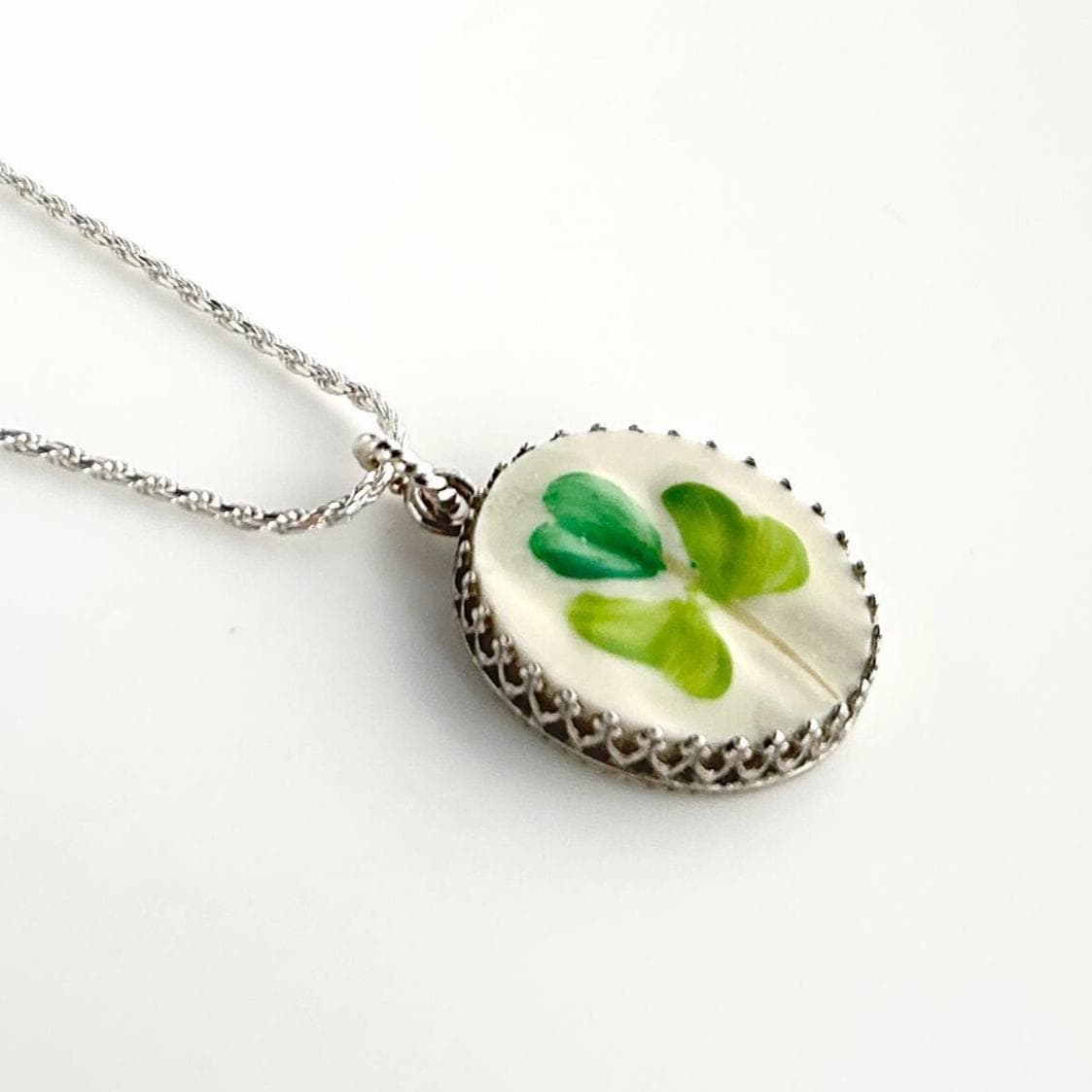 Celtic Necklace, Irish Belleek Broken China Jewelry, Sterling Silver 20th Anniversary Gift for Wife, Unique Gifts for Women