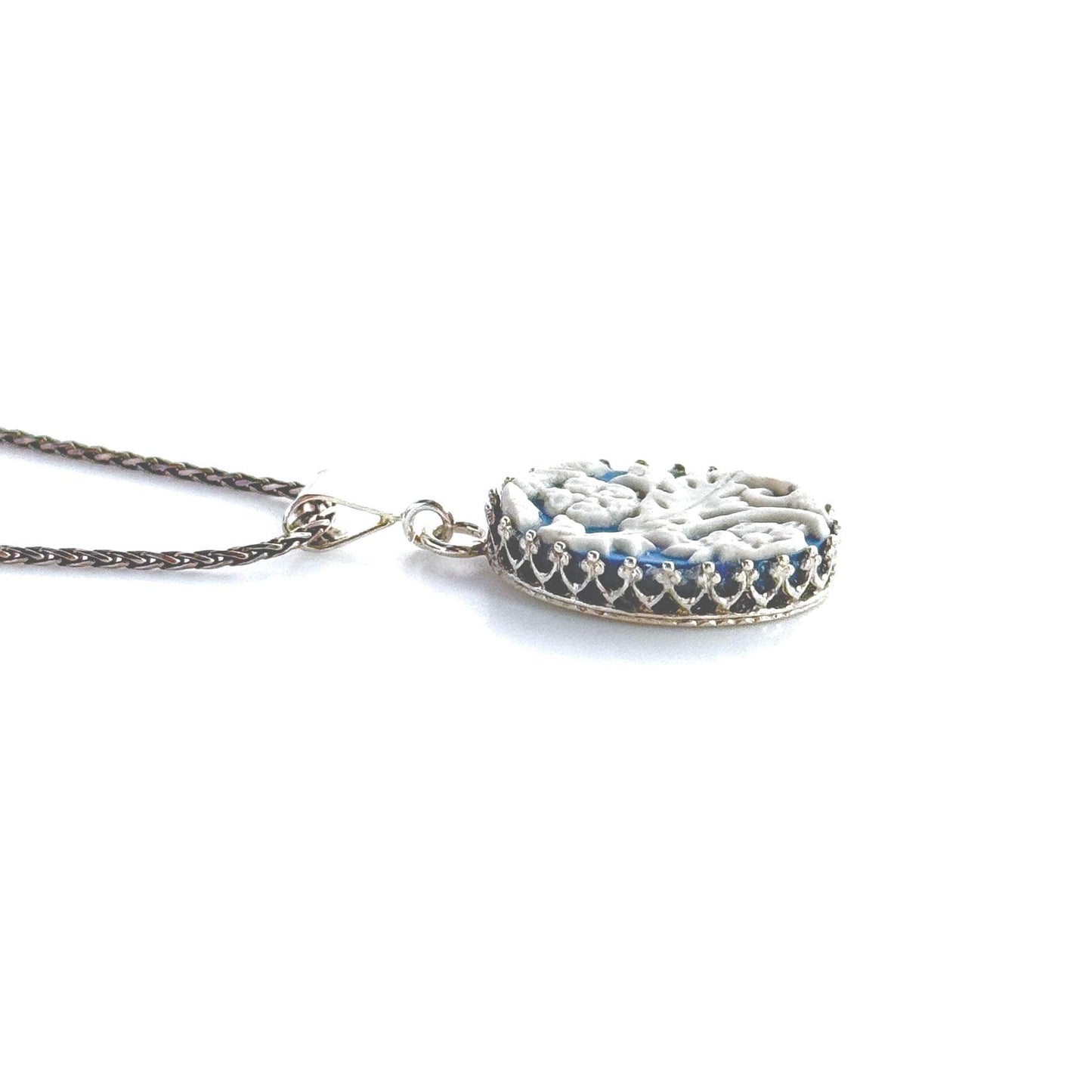 Blue Wedgwood Jasperware Jewelry, Adjustable Sterling Silver Pendant Necklace, Unique Gifts for Her