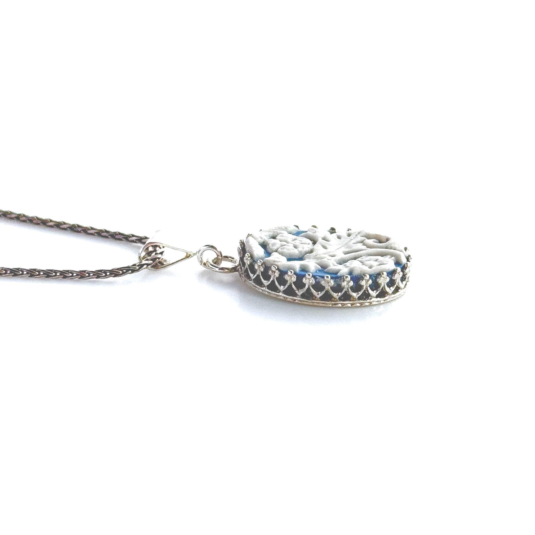 Blue Wedgwood Jasperware Jewelry, Adjustable Sterling Silver Pendant Necklace, Unique Gifts for Her