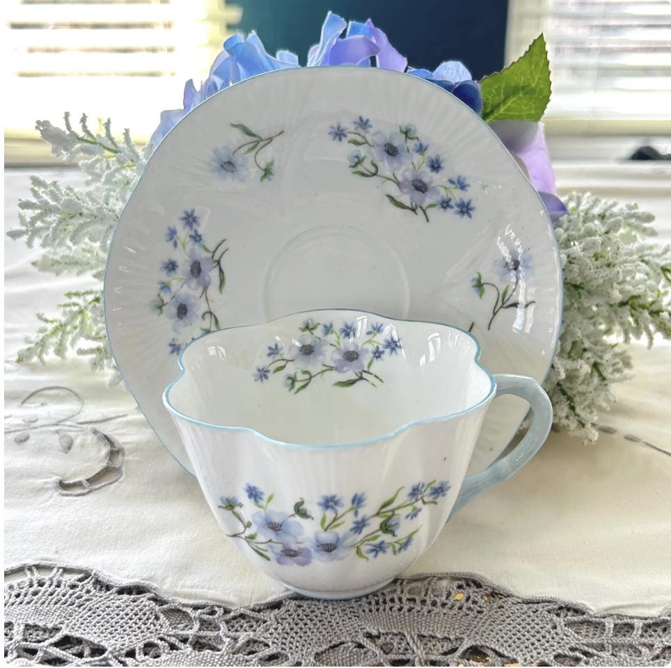 Shelley Marguerite China Tea Cup and Saucer, Vintage Daisy Chintz China, 20th Anniversary Gift