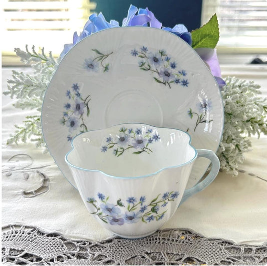 Shelley Marguerite China Tea Cup and Saucer, Vintage Daisy Chintz China, 20th Anniversary Gift