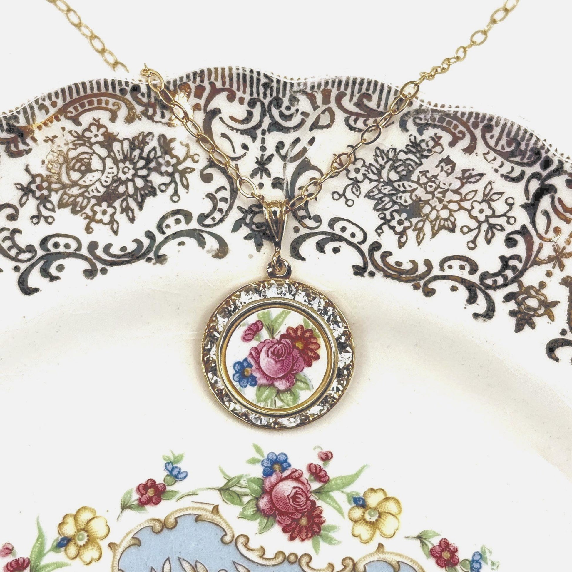 20th Anniversary Wedding Anniversary China Gift, Dainty Gold Crystal Necklace