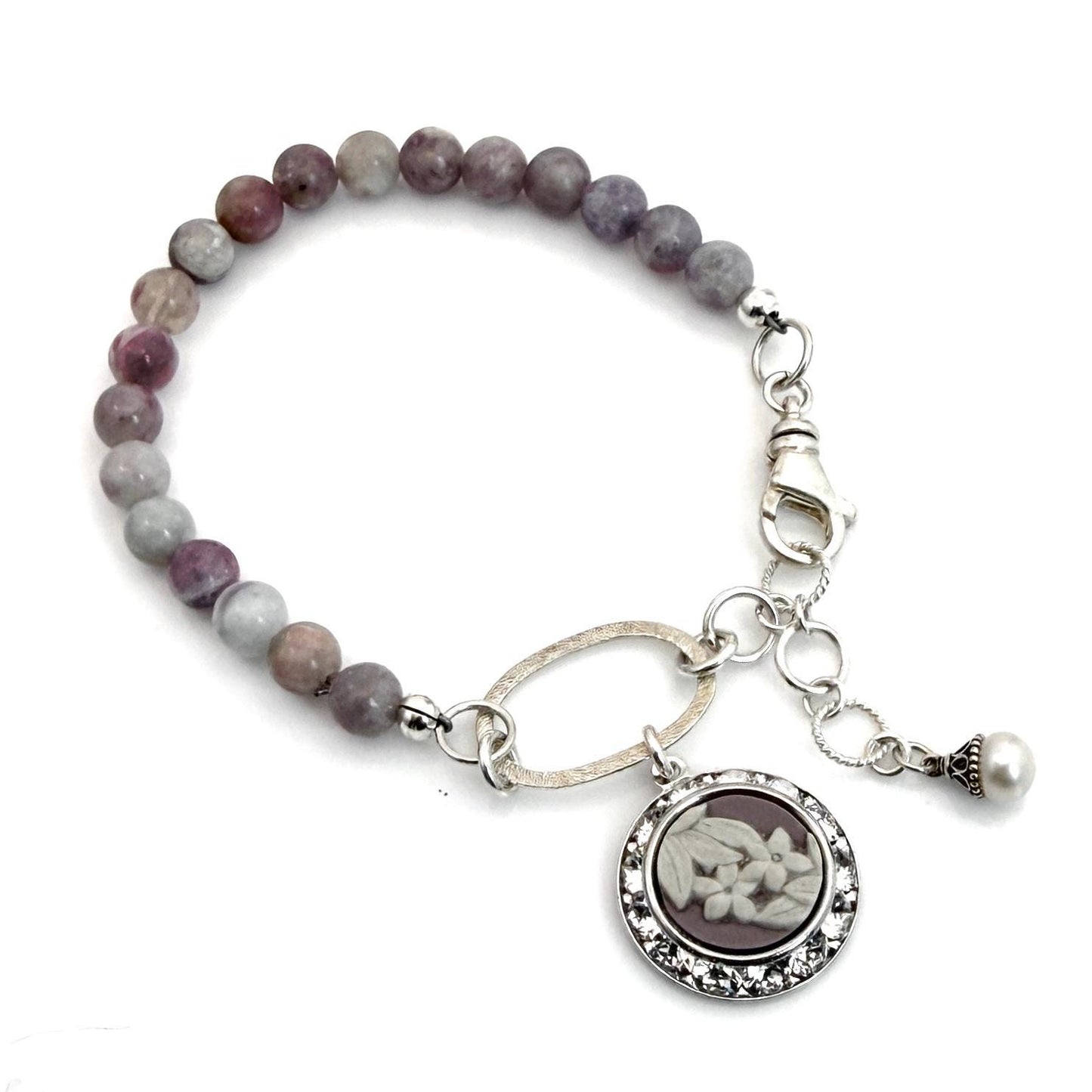 9th Anniversary Pottery Gift for Wife, One-of-a-Kind Bracelet, Lilac Wedgwood Jasperware Jewelry