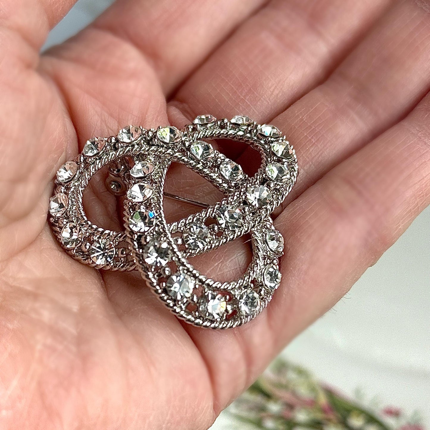 Vintage Bride Wedding Jewelry, Rhinestone Pin, Crystal Knot brooch, Unique Fashionable Gift for Women