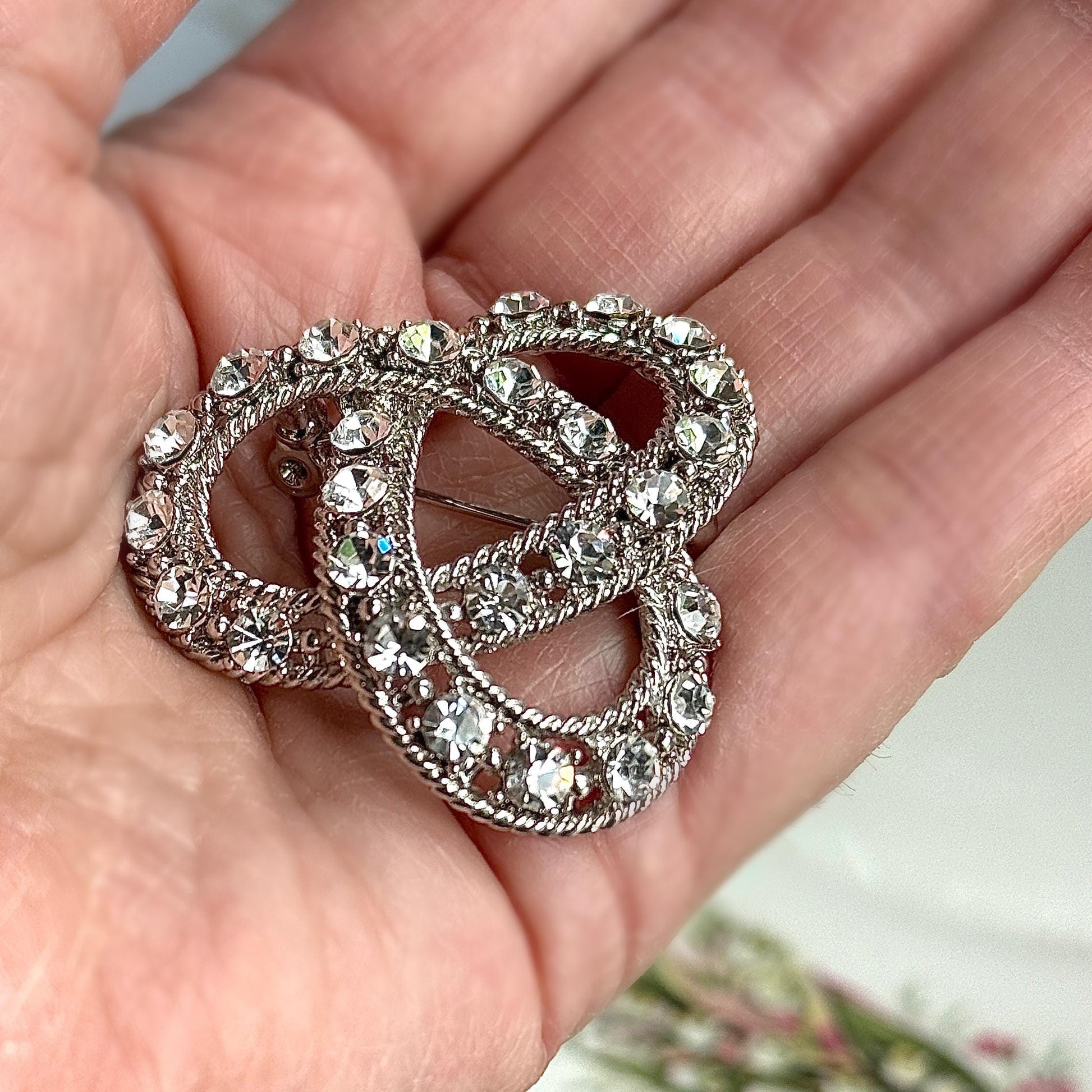 Vintage Bride Wedding Jewelry, Rhinestone Pin, Crystal Knot brooch, Unique Fashionable Gift for Women