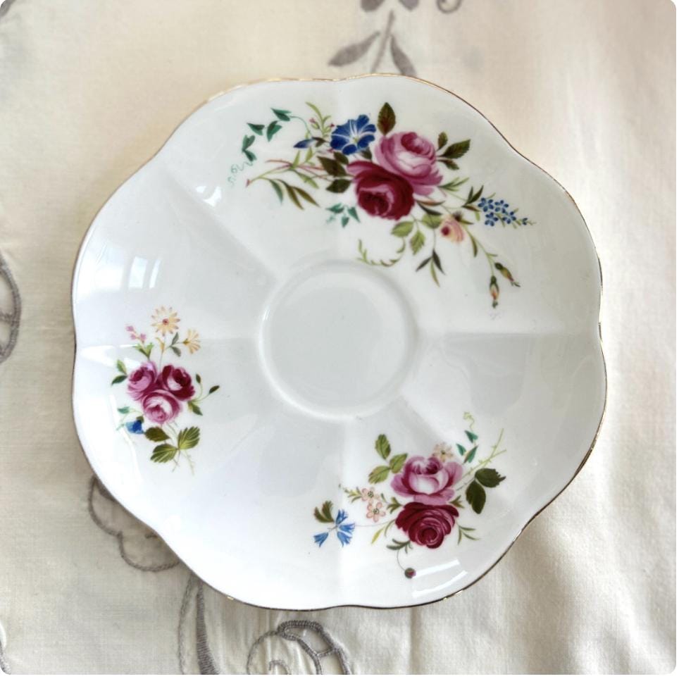 Shelley China Tea Cup and Saucer, 20th Anniversary Gift for Wife, Vintage English China, Roses, Forget-Me-Nots, Morning Glory
