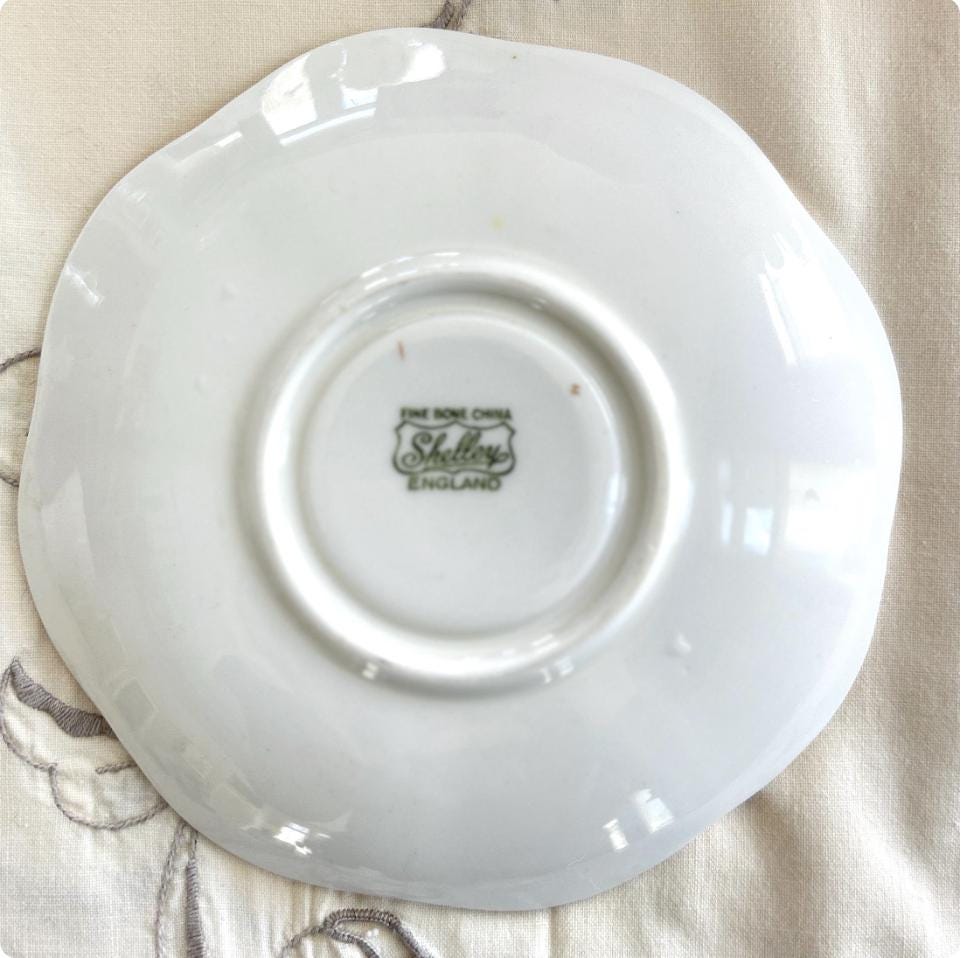Shelley China Tea Cup and Saucer, 20th Anniversary Gift for Wife, Vintage English China, Roses, Forget-Me-Nots, Morning Glory