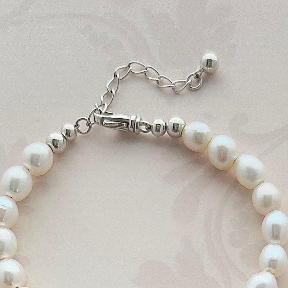 Shelley Dainty Blue Pearl Bracelet, Broken China Jewelry, 18th Anniversary Porcelain Gift for Wife