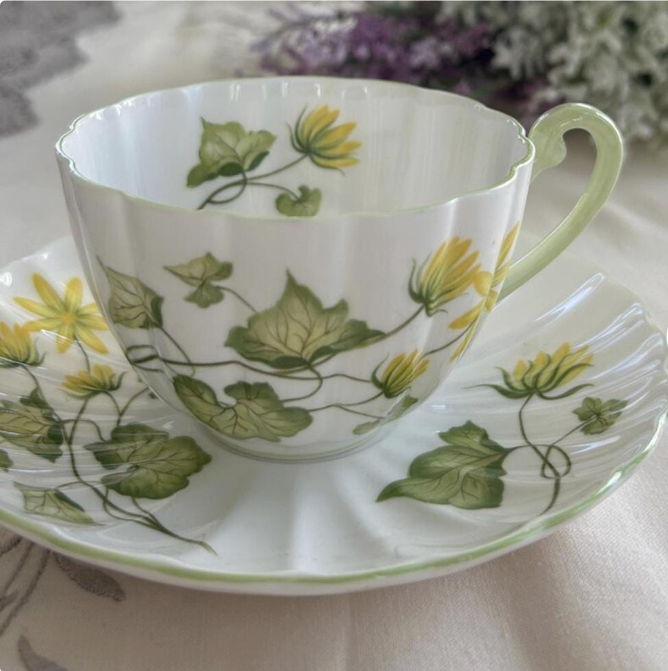 Shelley China Tea Cup and Saucer, Vintage English China, 20th Anniversary Gift for Wife