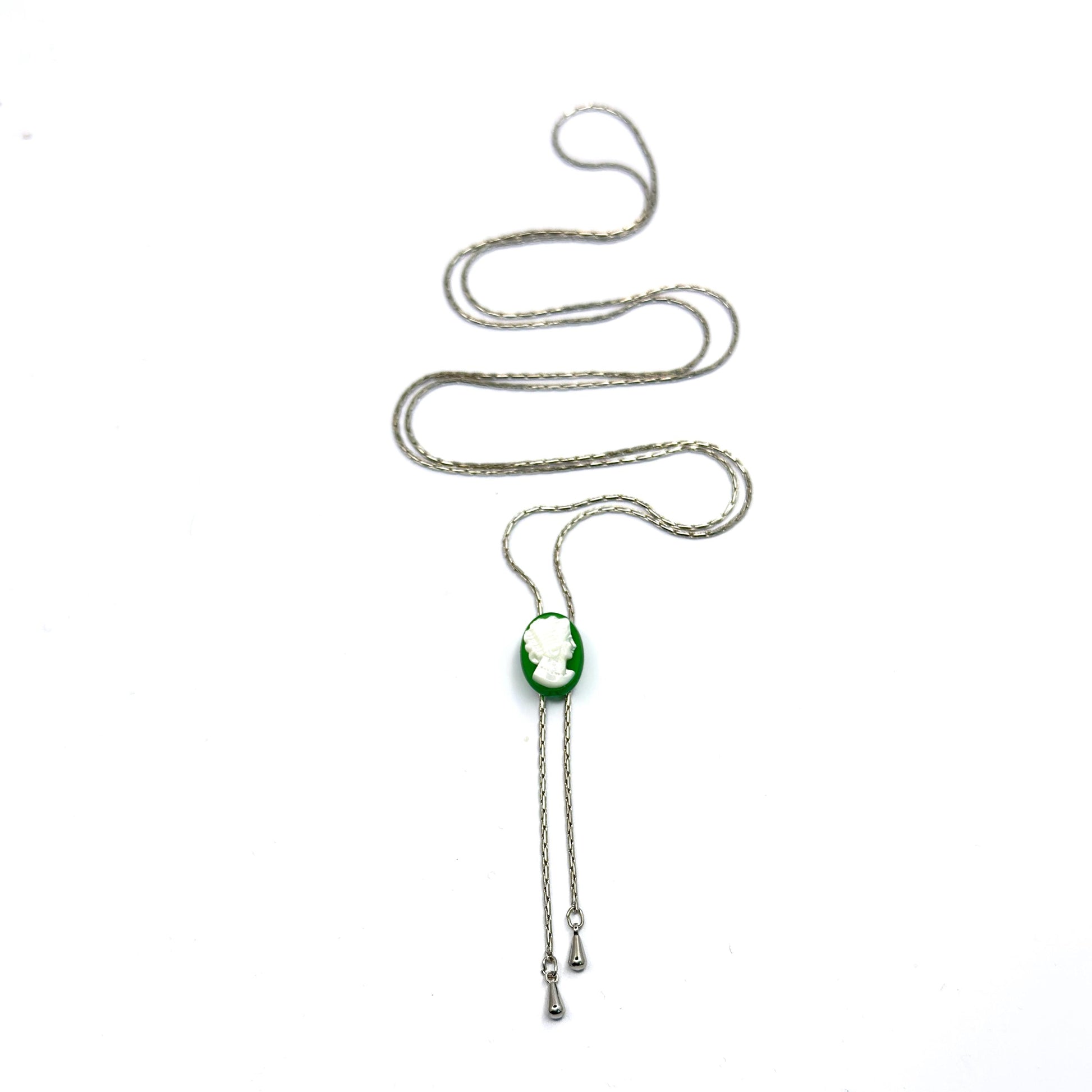 Dainty Mother of Pearl Cameo Necklace, Green Onyx Jewelry, Adjustable Bolo Slide Necklace, Unique Gifts for Women