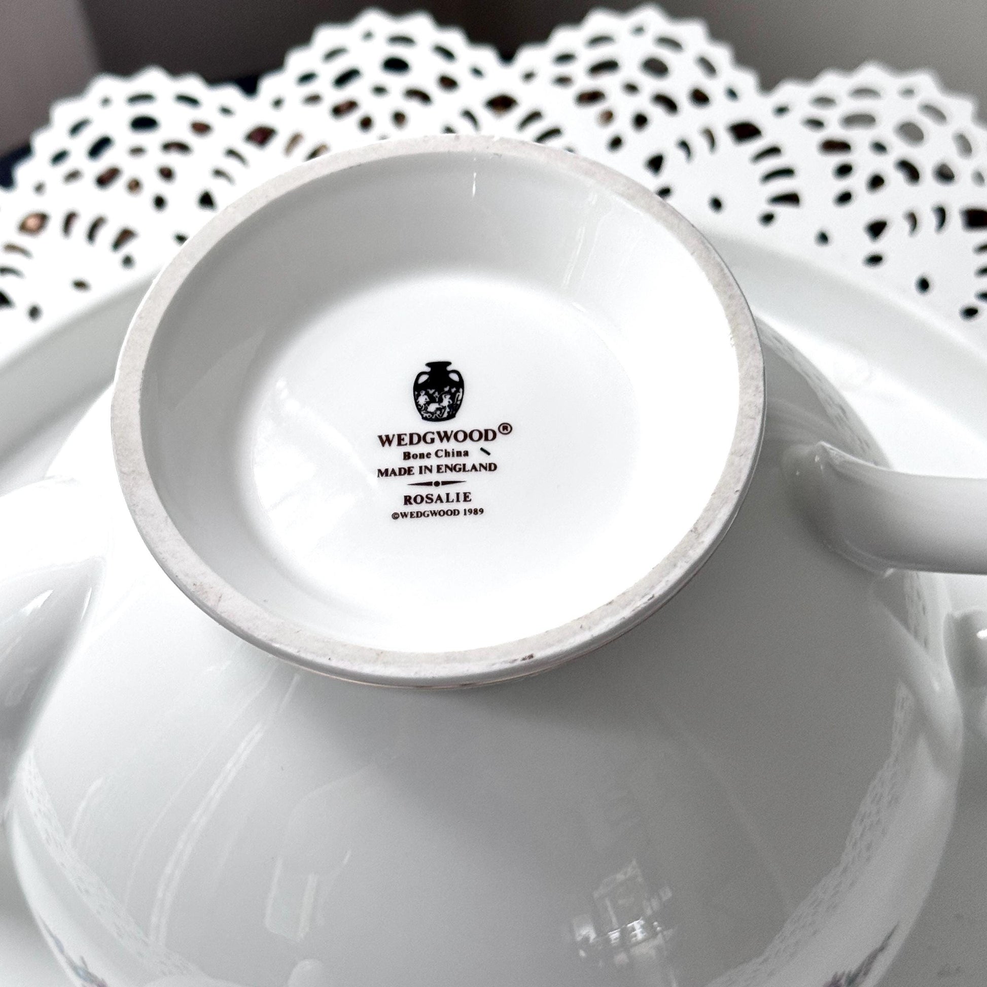 Wedgwood Rosalie Teapot, 20th Anniversary Vintage China Traditional Gift for Wife, Bridal Shower Gift for Bride