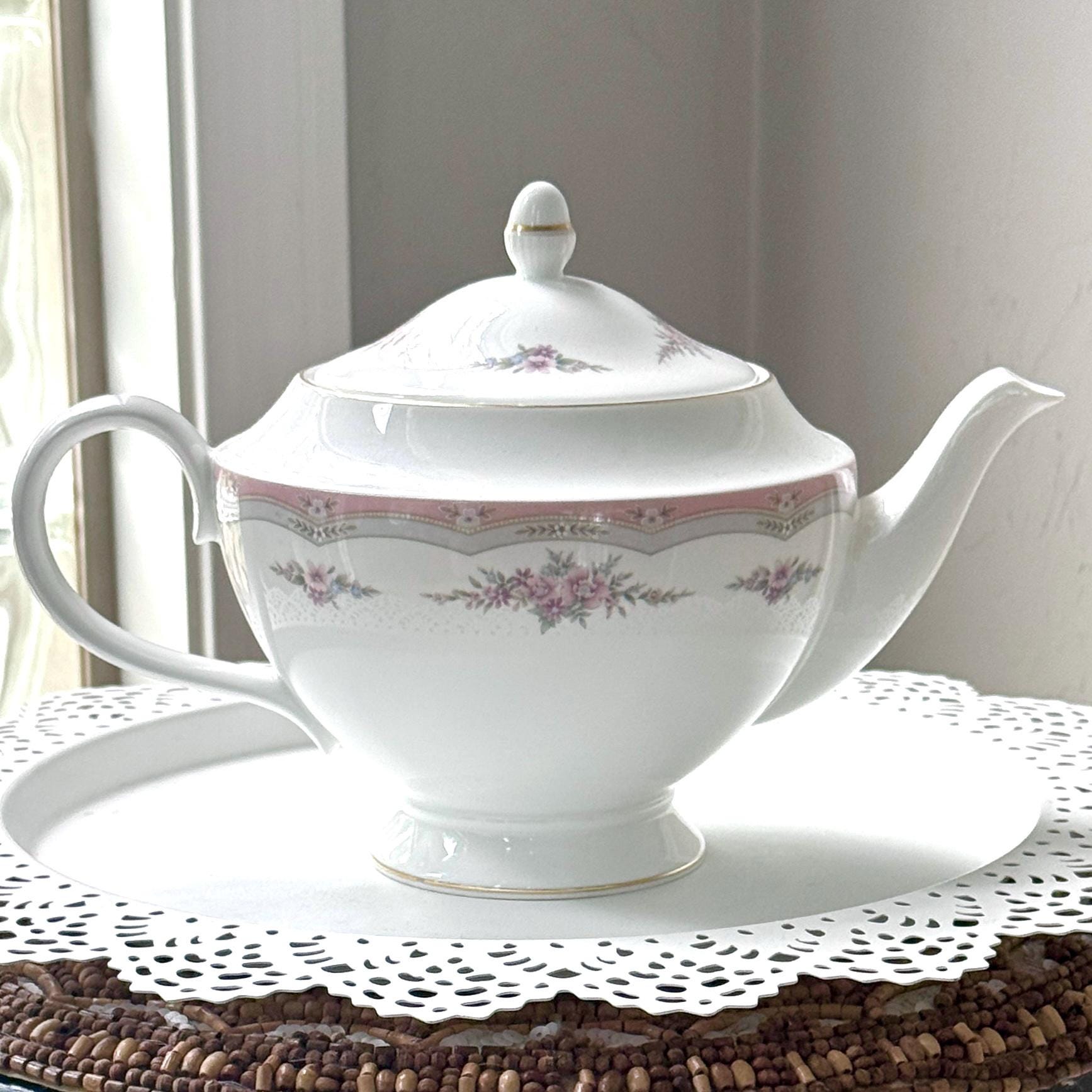 Wedgwood Rosalie Teapot, 20th Anniversary Vintage China Traditional Gift for Wife, Bridal Shower Gift for Bride