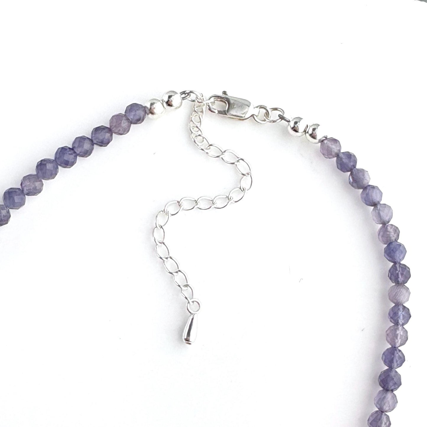 Sterling Silver Porcelain Pink Rose Necklace, 18th Anniversary Gift for Wife, Cats Eye Gemstone Jewelry