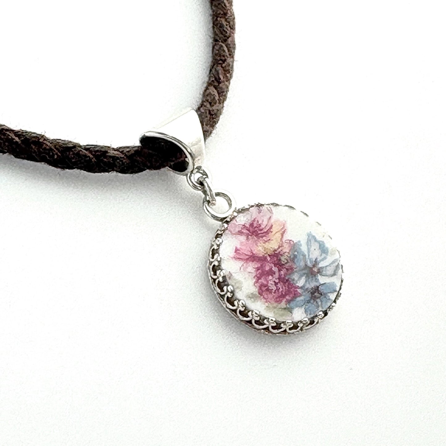China Necklace, Floral 2nd Anniversary Jewelry, Romantic Sentimental China Necklace