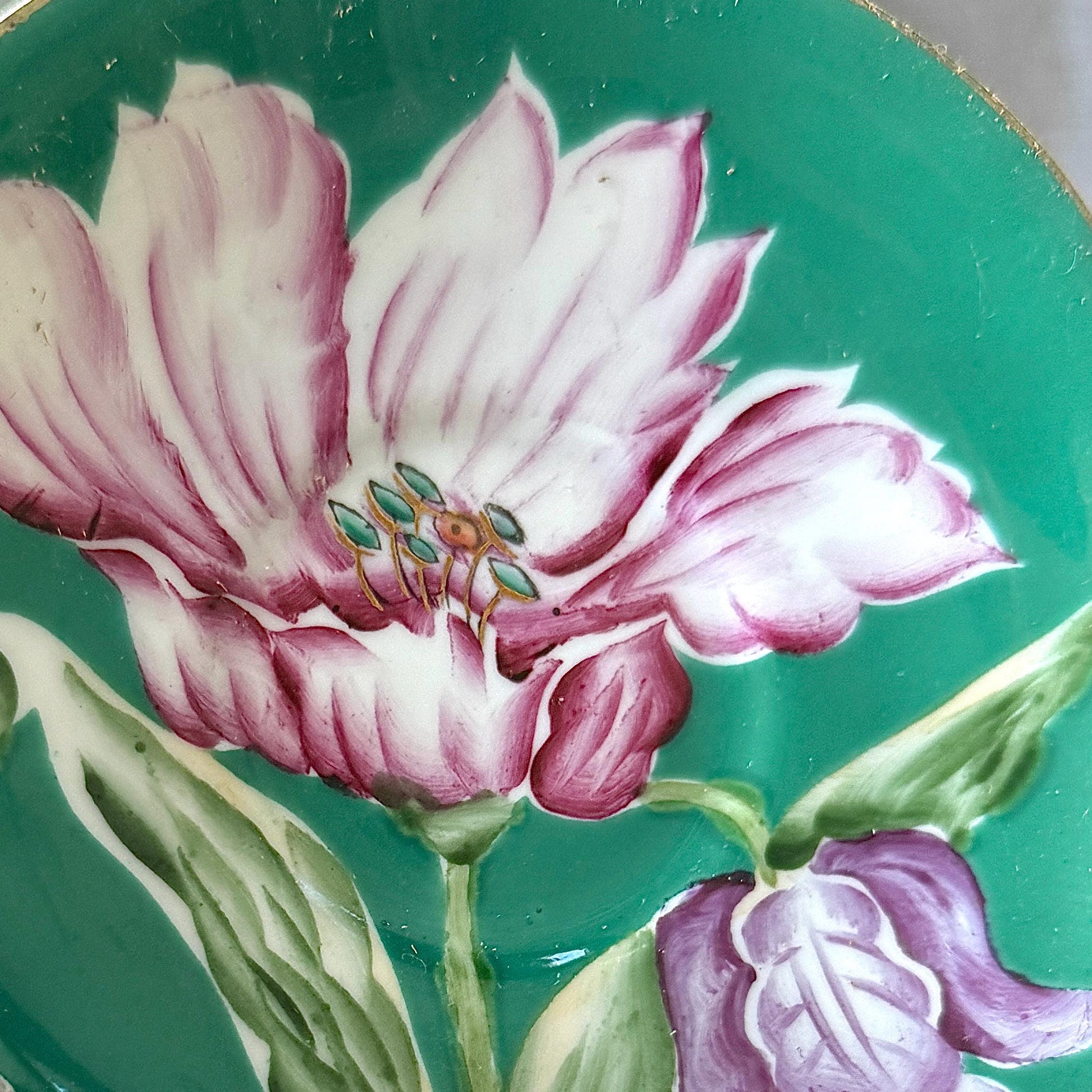 Vintage Porcelain 18th Anniversary 4 Teacups Saucers, Japanese Gift Tea Set, Floral Collectible Teacup Set