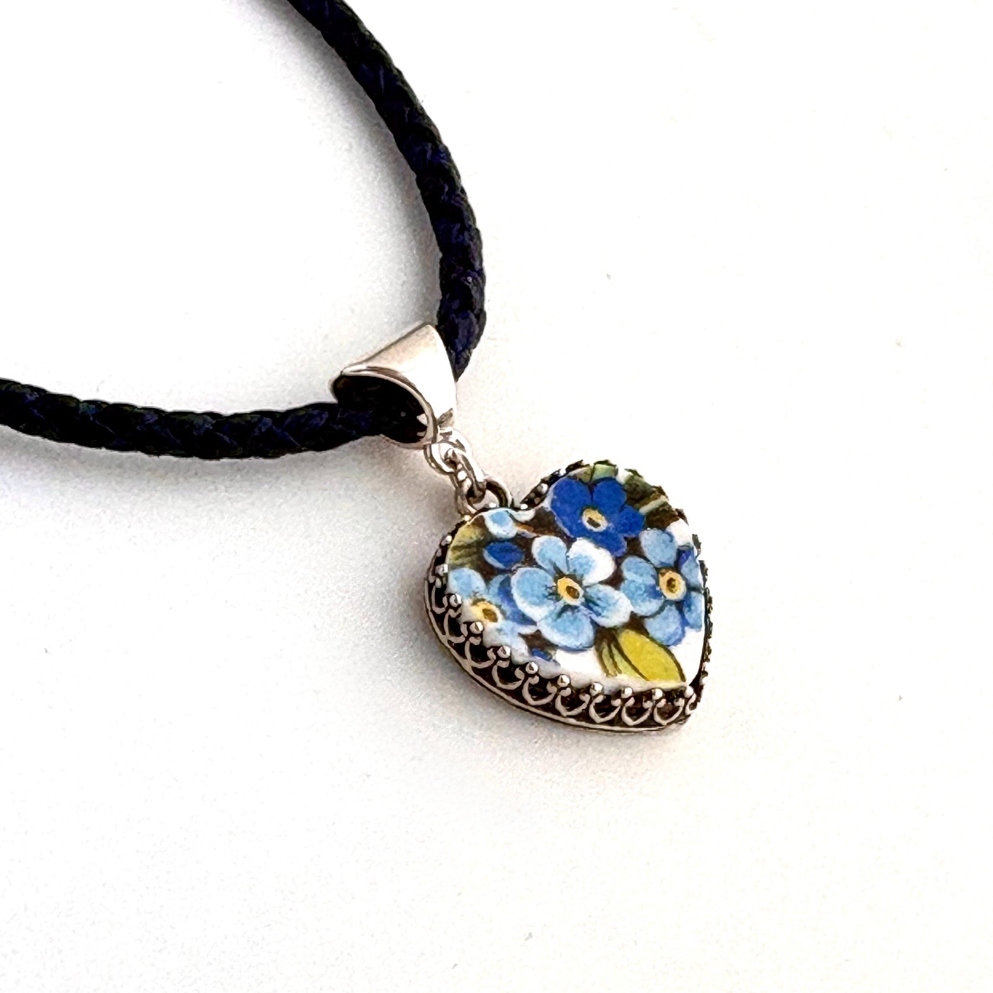 Cotton 2nd Anniversary Necklace, Romantic Sentimental Jewelry Gift for Wife, Dainty Forget Me Not Heart Necklace