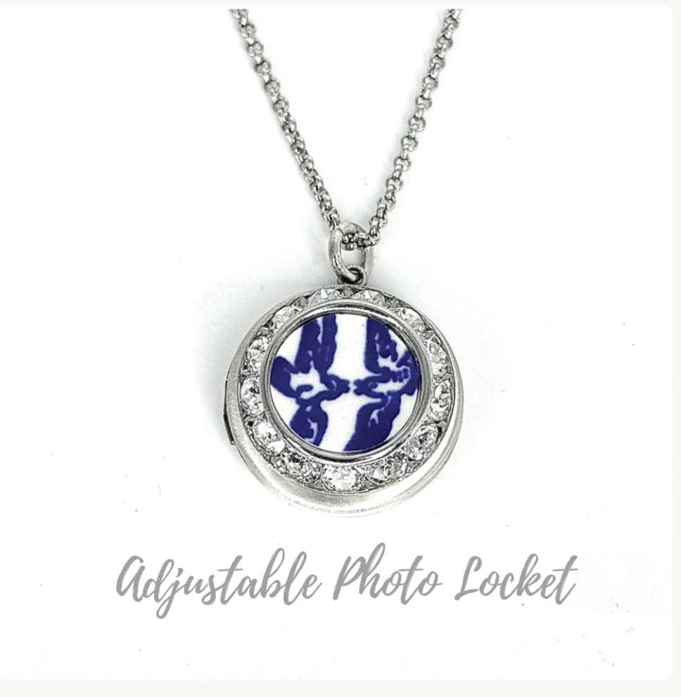 20th Anniversary Gift for Wife, Love Birds Crystal Charm Bracelet or Locket Set, Romantic Gifts for Her, Adjustable Sterling Chain