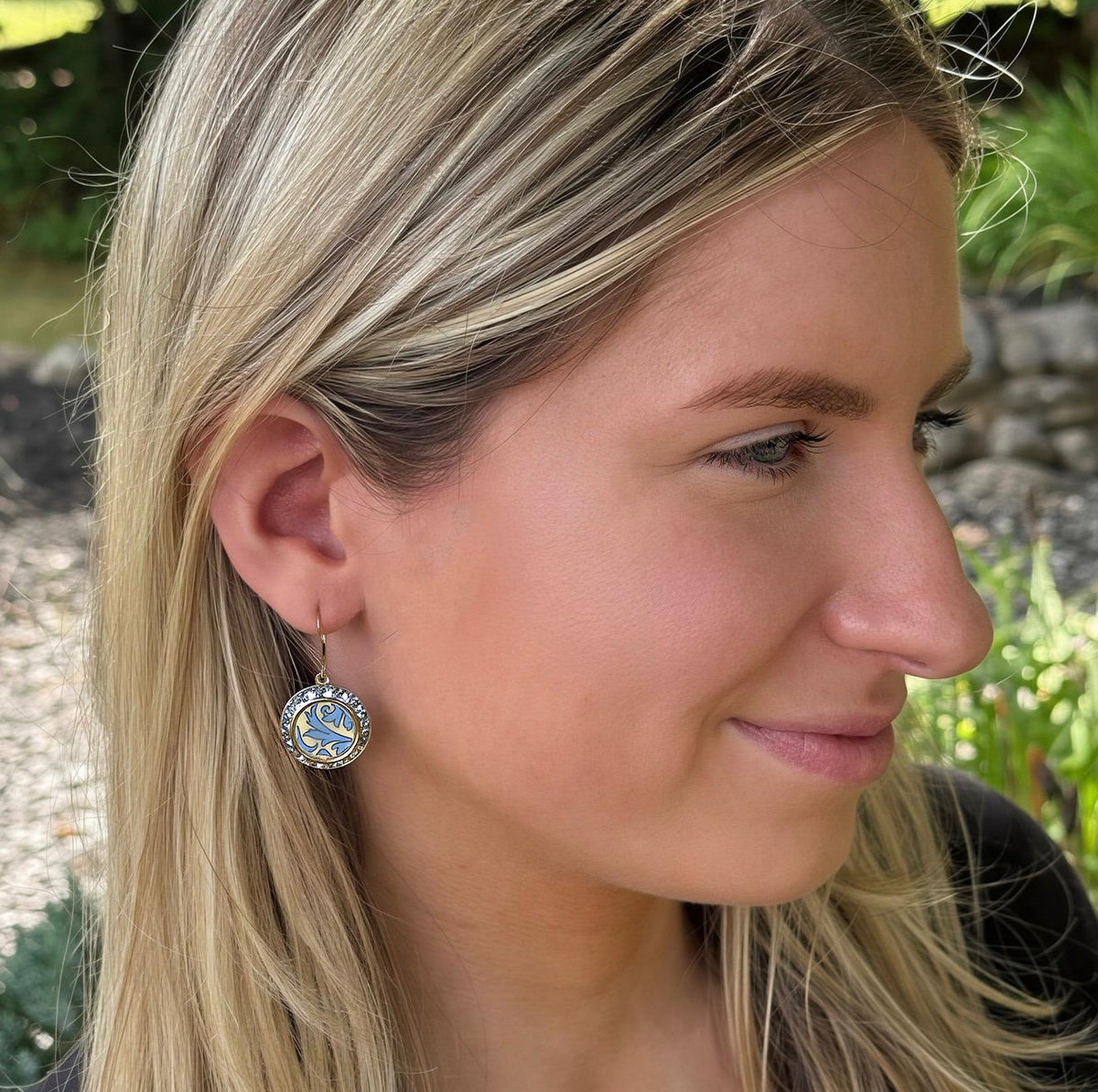 Gold Crystal Earrings, Unique Broken China Jewelry, Lenox Autumn China Pattern, Gifts for Women