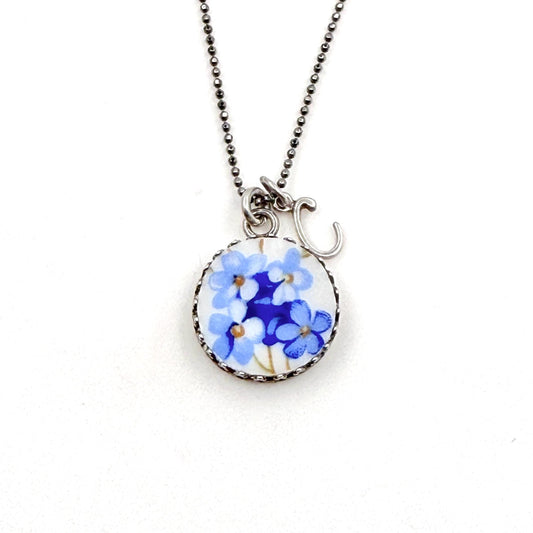 Personalized Gifts for Her, Adjustable Forget Me Not Initial Necklace, Love and Friendship
