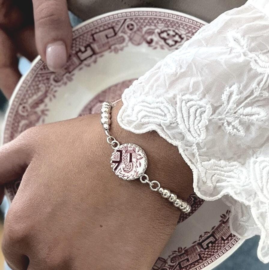 CUSTOM ORDER Broken China Jewelry Bracelet, Sterling Silver Bracelet, Made From Your China, Custom China Jewelry
