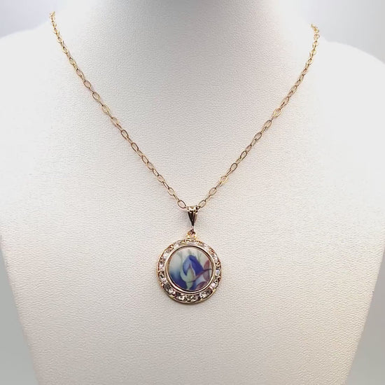 Keepsake 20th Anniversary Gifts for Wife, Dainty Gold Crystal Pendant or Bracelet Charm, Vintage China