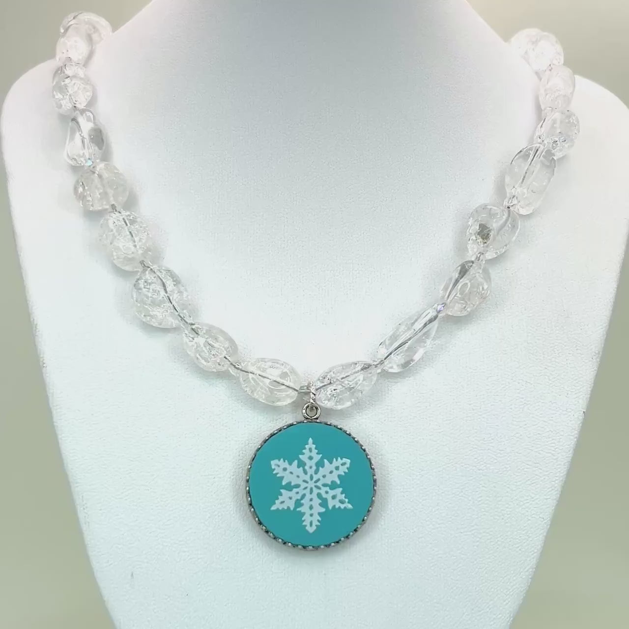 Vintage Pyrex Snowflake Necklace, Christmas Broken China Jewelry, Unique Gifts for Her