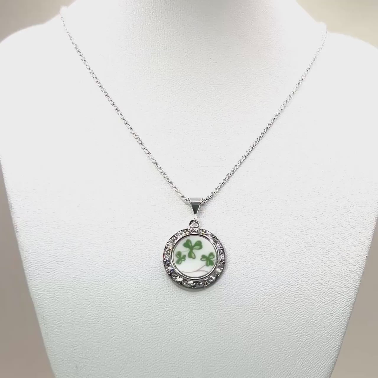 Crystal Shamrock Necklace, Celtic Broken China Jewelry Necklace, Unique St Patricks Day Jewelry for Women, Irish Gifts for Her